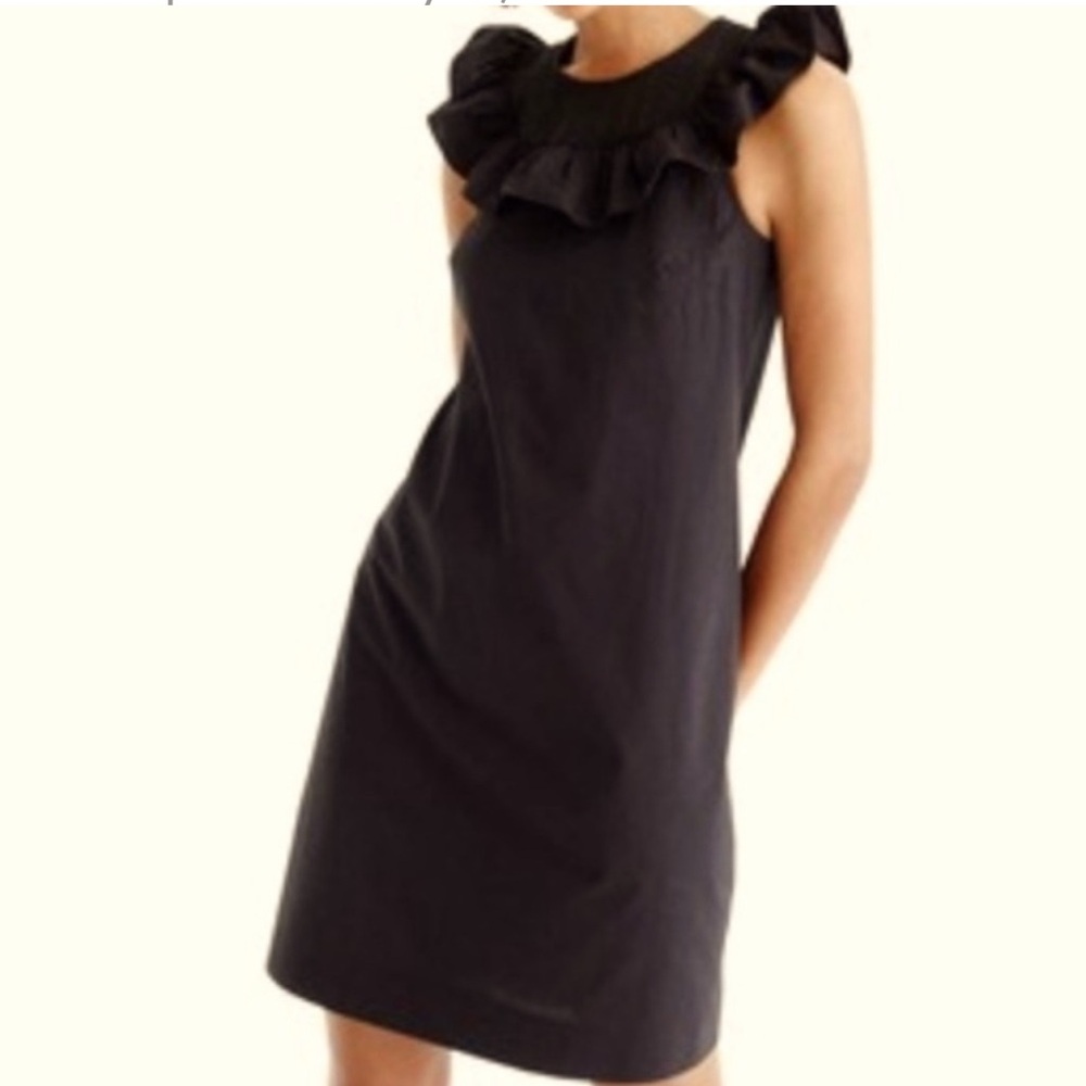 J. Crew Black Ruffle Dress